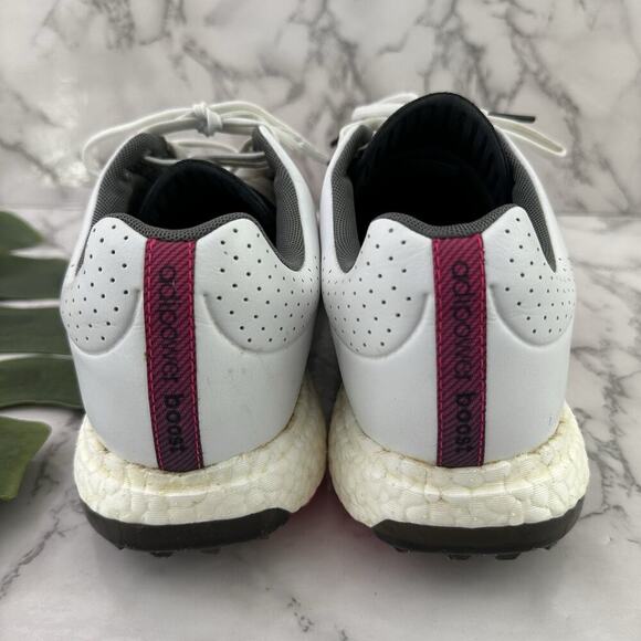 Adidas Mens Adipower Boost 3 Golf Shoes Trainers Size 9 White Pink Trim